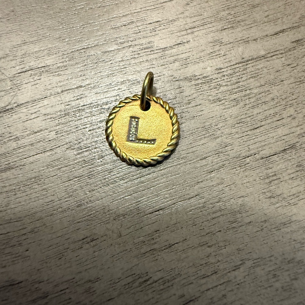 David Yurman Gold Rope Initial Diamond Pendant